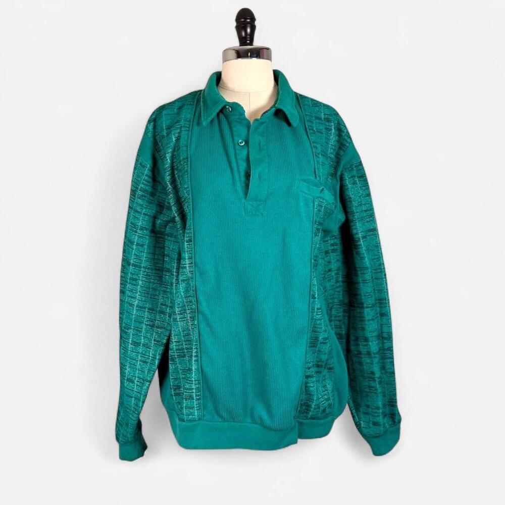 Retro teal grandpa sweater